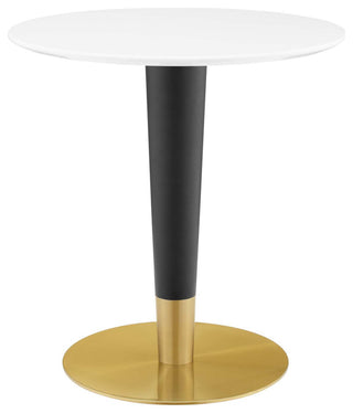 Zinque 28" Dining Table, Gold White