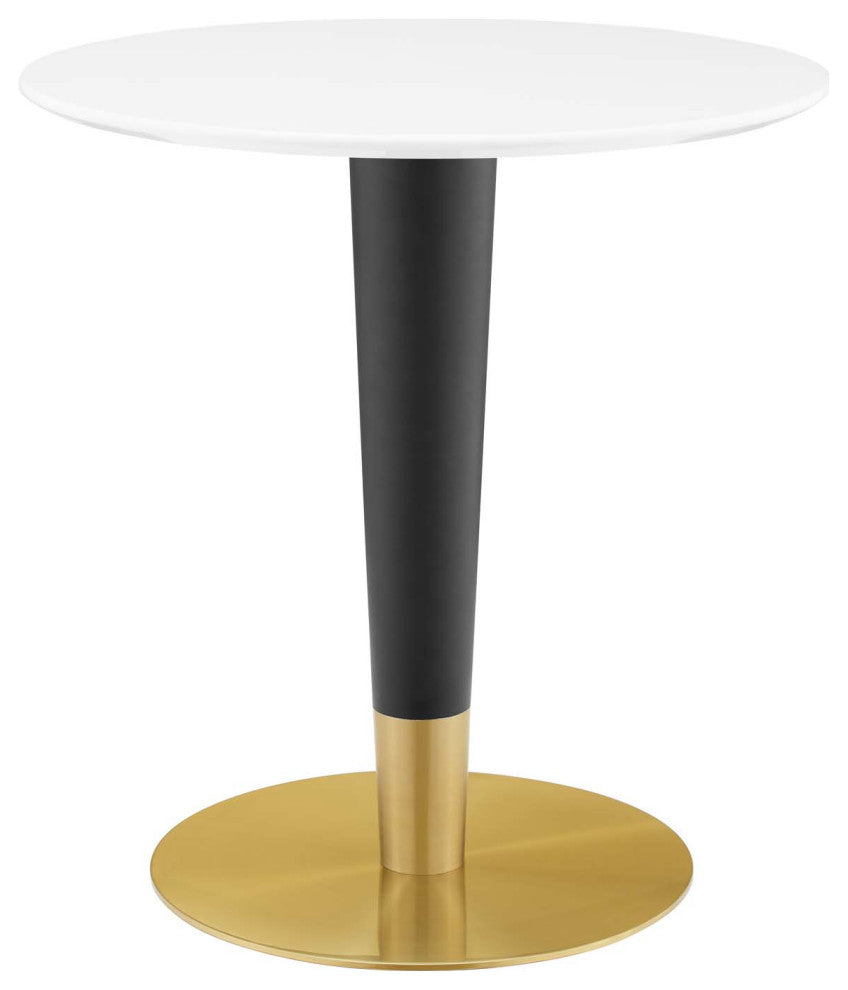 Zinque 28" Dining Table, Gold White