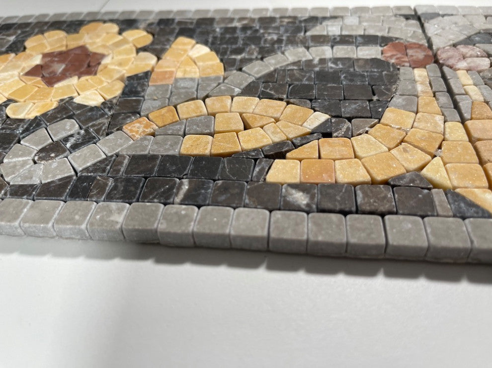Marble Mosaic Border Listello Tile Wintersweet Gold 5.5x12 Tumbled, 1 piece