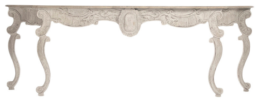 Abraham Table, Natural Top, Distressed Off-White Base