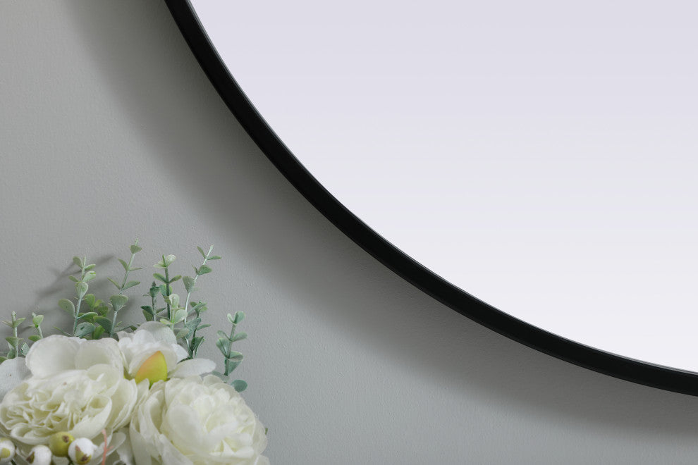 Metal Frame Oval Mirror 27X40 Inch, Black