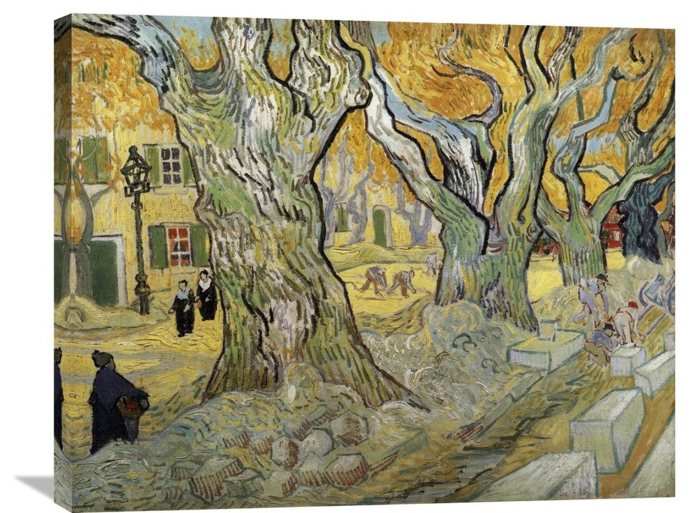 "The Road Menders" Stretched Canvas Giclee by Vincent Van Gogh, 30"x24"