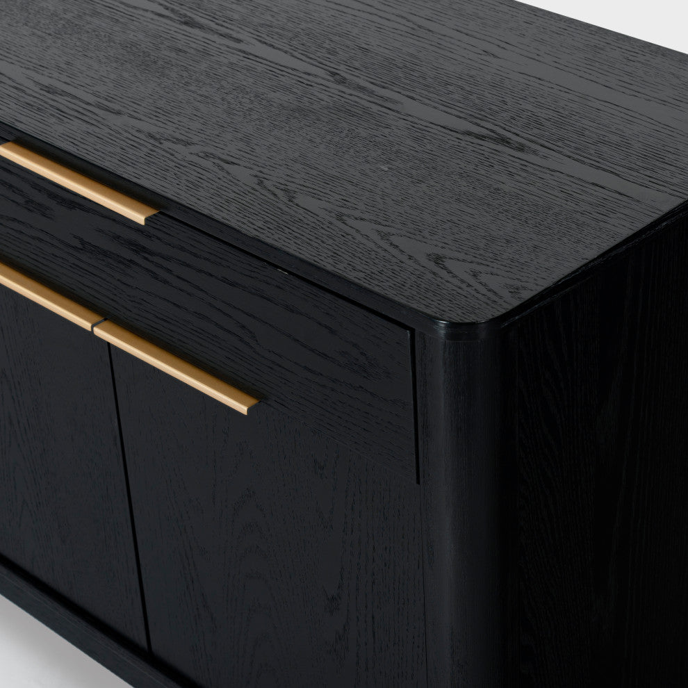 Safavieh Couture Gabrietta Wood Tv Stand, Black/Gold