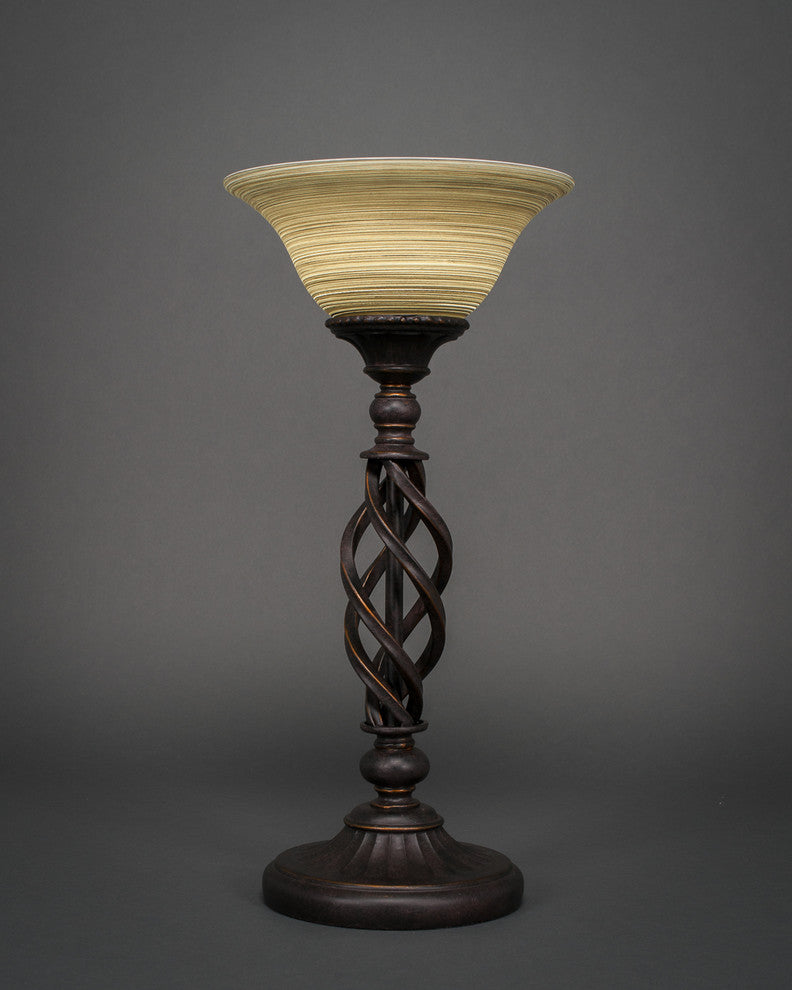 Elegante Table Lamp, Dark Granite, 10" Gray Linen Glass