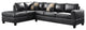 Revere 111" W 2 Piece Faux Leather L Shape Sectional Sofa, Black