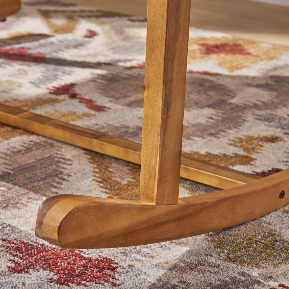 GDF Studio Baxter Rocking Acacia Wood Loveseat, Natural Stain