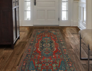 Fine Vintage Distressed Rabeha Rust/Charcoal Runner, 4'3 x 9'2