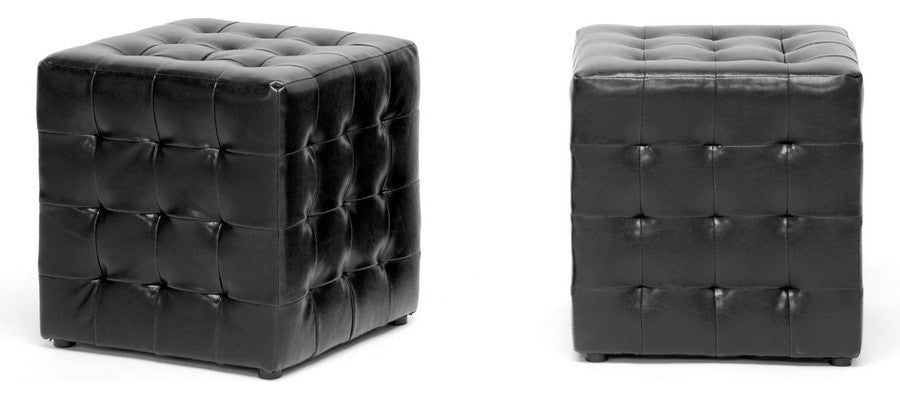 Siskal Black Modern Cube Ottoman, Set of 2