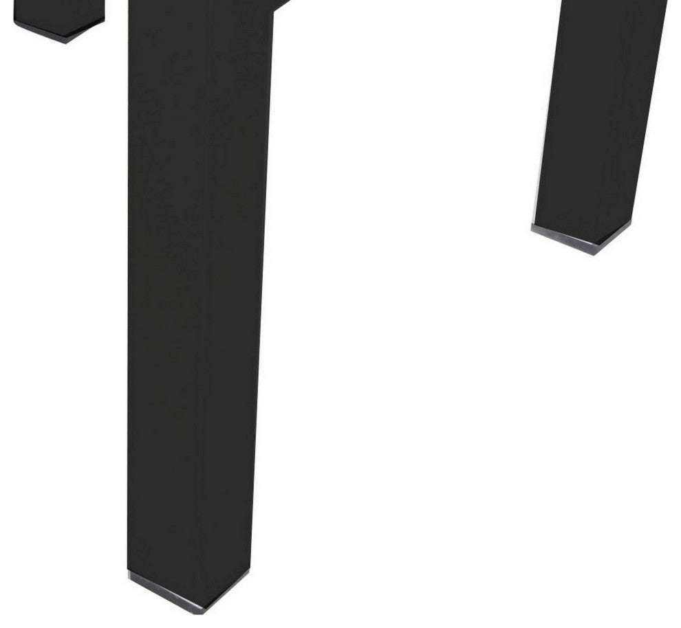 Benzara BM287823 Josh 18" Side End Table, Planks, Jet Black Aluminum Frame