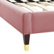 Platform Bed Frame, Queen Size, Pink, Velvet, Modern, Bedroom Guest Suite