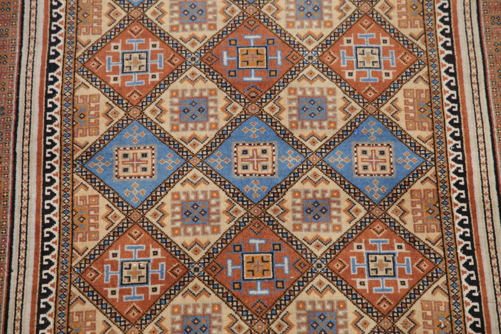 Consigned, Handmade Oriental Vintage Traditional Persian Area Rug, Beige, 3x5