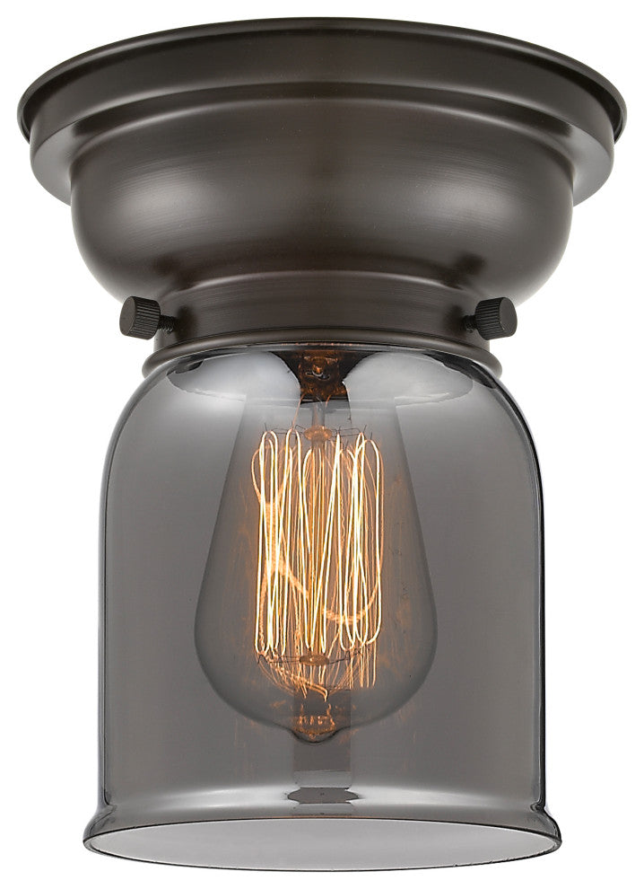 Small Bell 1 Light Flush Mount, Oil Rubbed Bronze, Plated Smoke