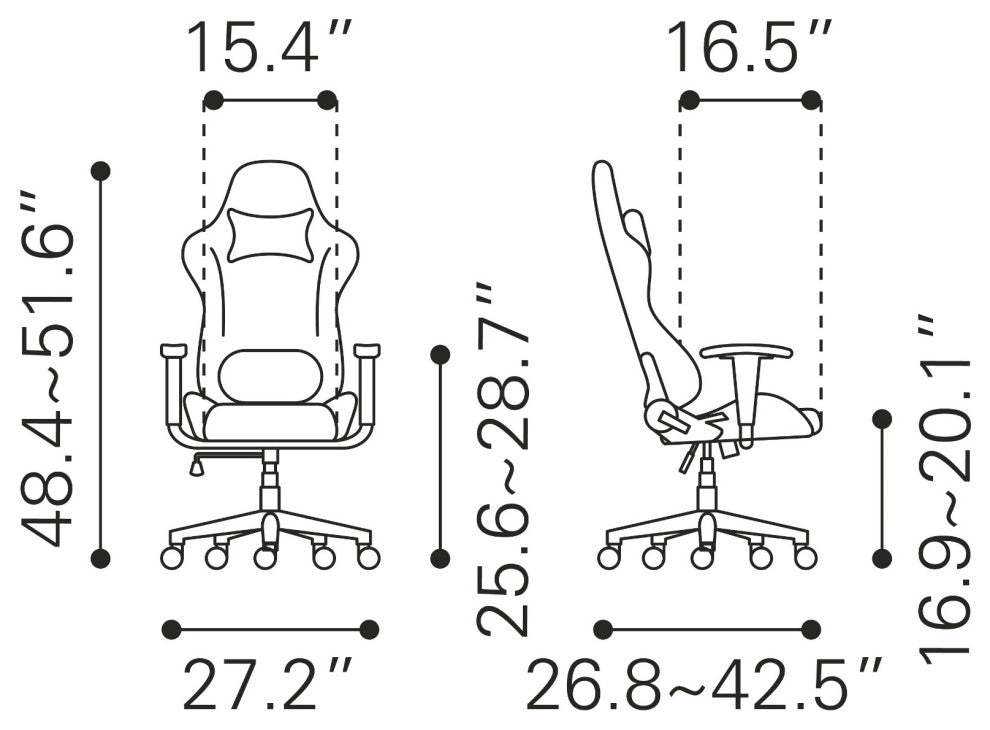 Computer Work Gaming Chair, Faux Vinyl Leather, White, Black, Home Office