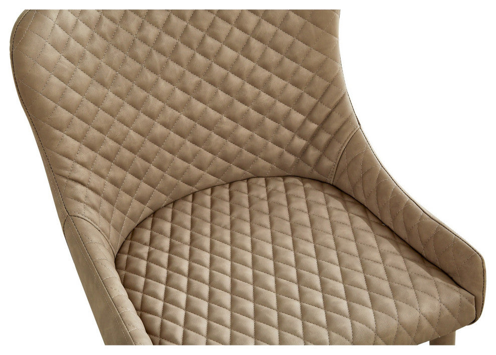 Benzara BM288160 16" Modern Dining Chair, Beige Vegan Faux Leather, Metal Legs