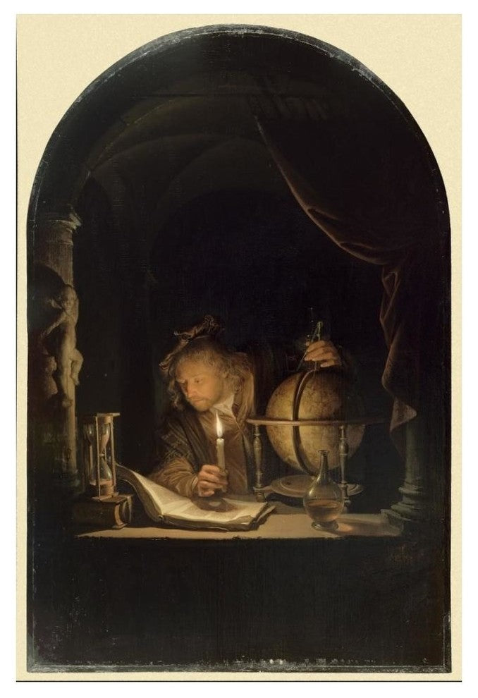 "Astronomer by Candlelight, late 1650s" Paper Print by Gerrit Dou, 34"x50"
