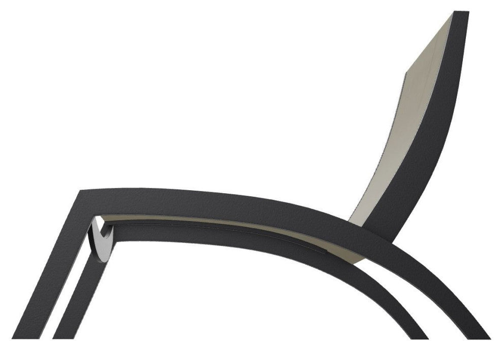 Dune Sling Stackable Outdoor Hydro-Lounge Chaise, Elevation Stone/Black