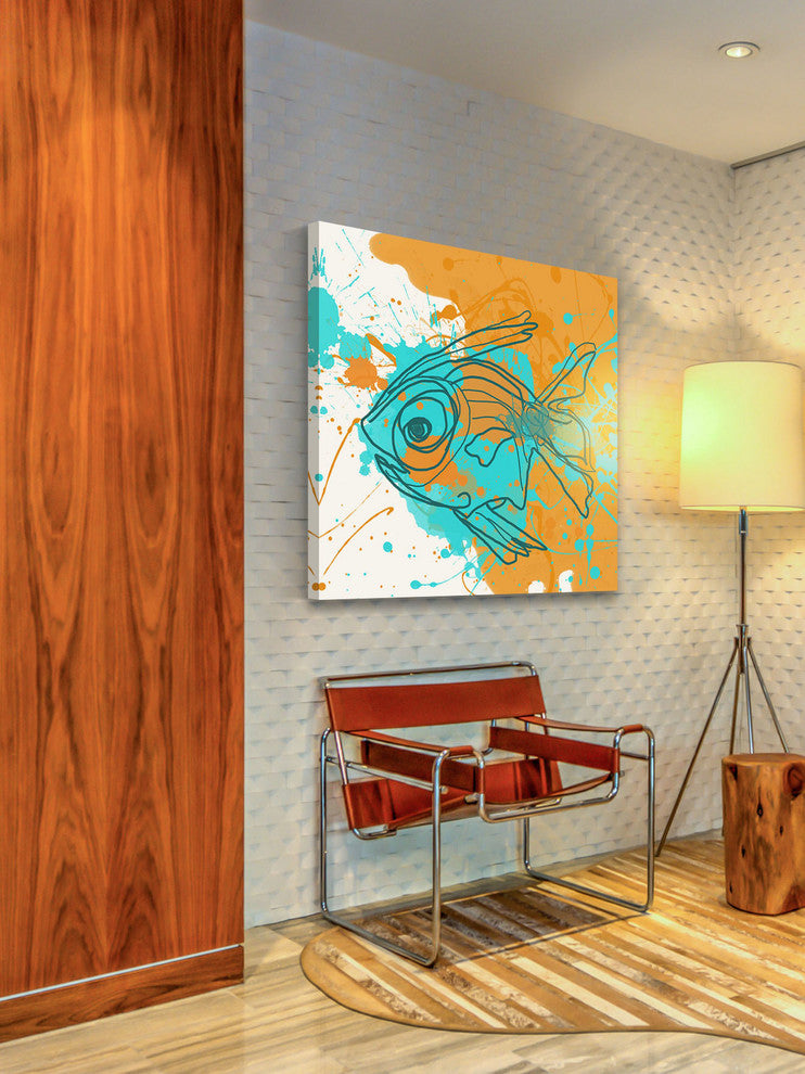 "Aqua Fish" Painting Print on Canvas by Irena Orlov