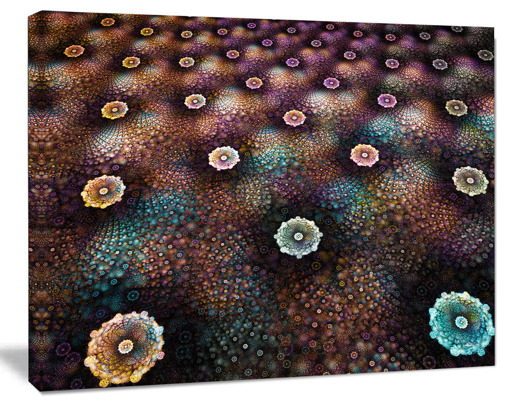 Brown Flowers on Alien Planet, Floral Canvas Art Print, 20"x12"