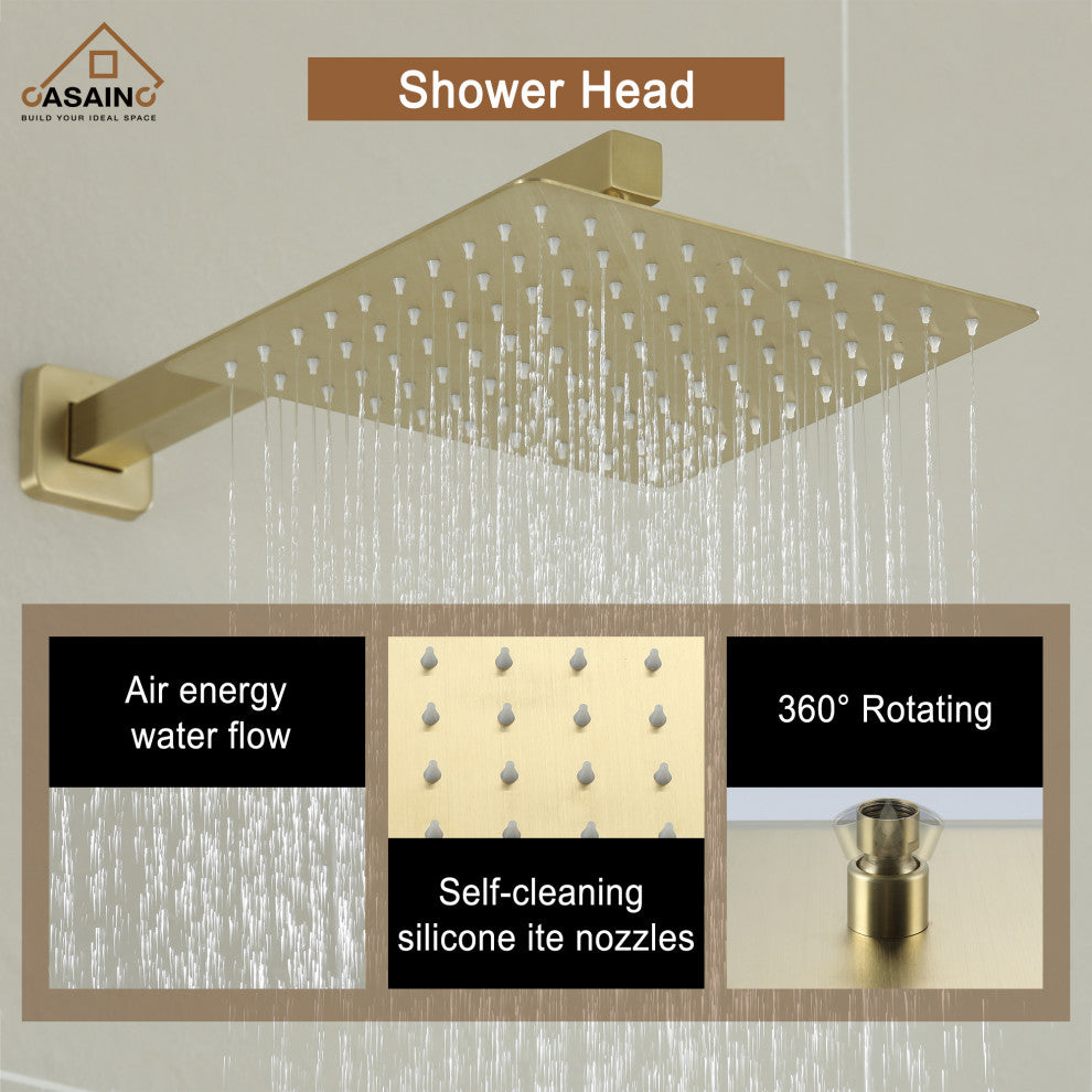 Wall-Mounted 10in Shower System with Handheld, Brushed Gold