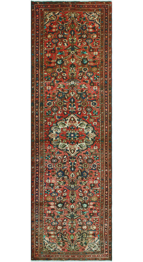 Fine Vintage Distressed Padideh Rust/Charcoal Runner, 3'8 x 11'9