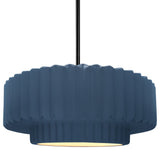 Radiance Medium Tier Pleated Pendant, Midnight Sky/Matte White Frame, Black, LED