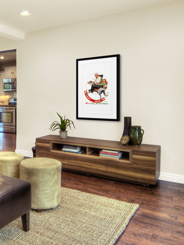 "Gramps, Rocking Horse" Framed Print by Norman Rockwell