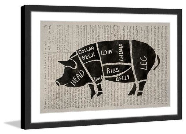 "Pork Cuts" Framed Painting Print, 24"x16"
