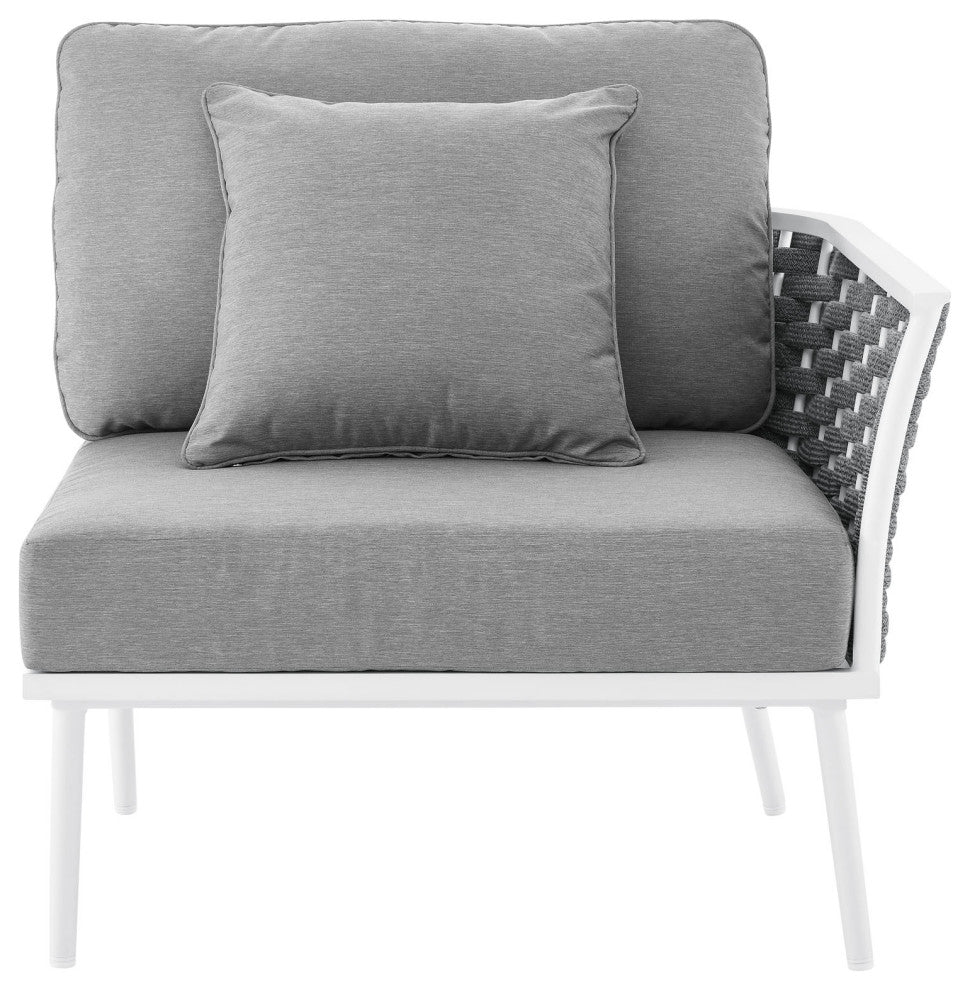 Lounge Chair, White Gray, Aluminum, Modern, Outdoor Patio Hospitality