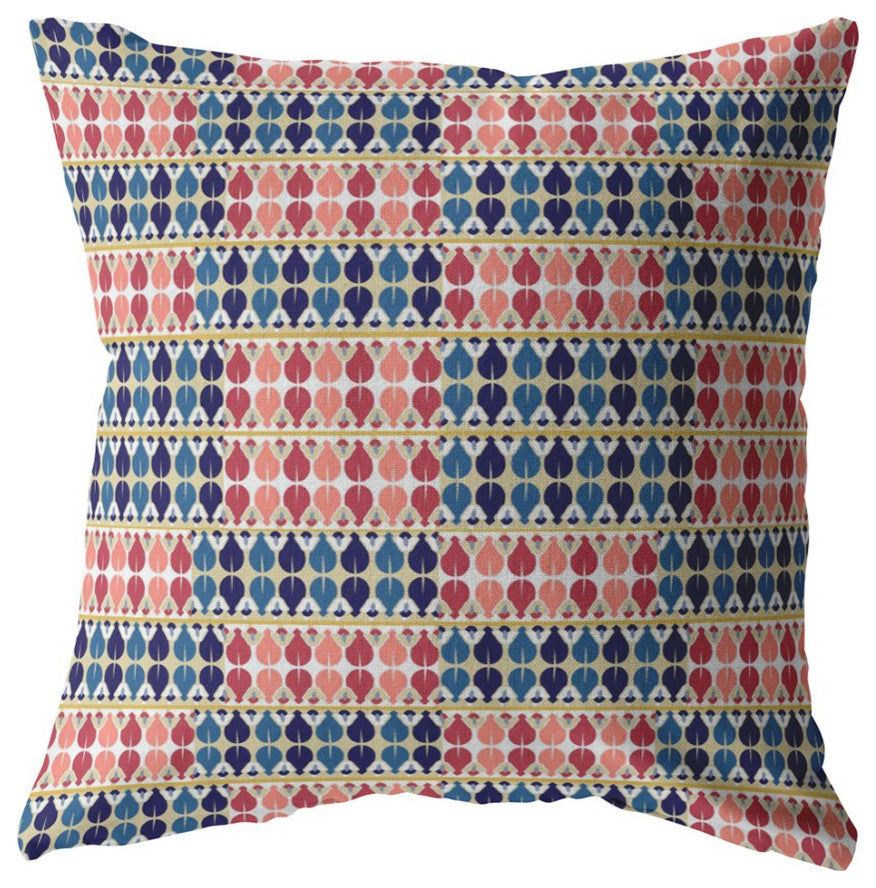 20" Red Blue Spades Suede Throw Pillow