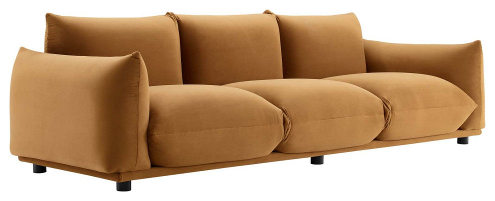 Copious Performance Velvet Sofa Cognac