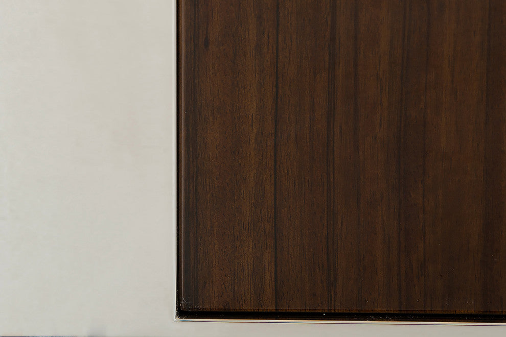 HomeRoots 32" Golden Veneer Glass and Steel Buffet
