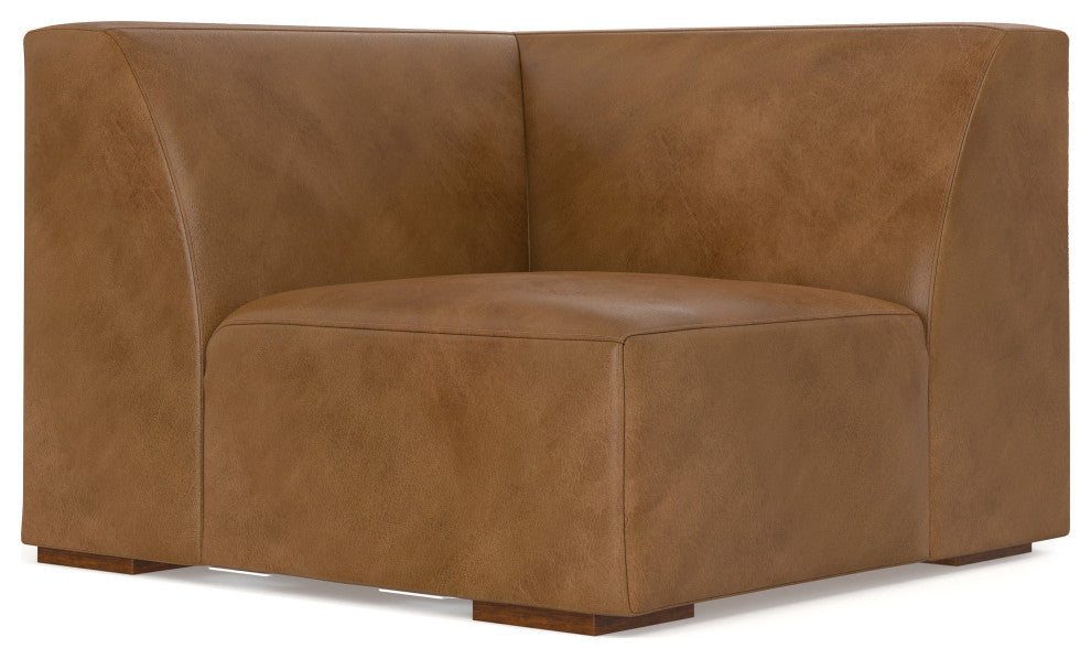 Rex Left Corner Sectional Modular Sofa with Ottoman in Genuine Leather