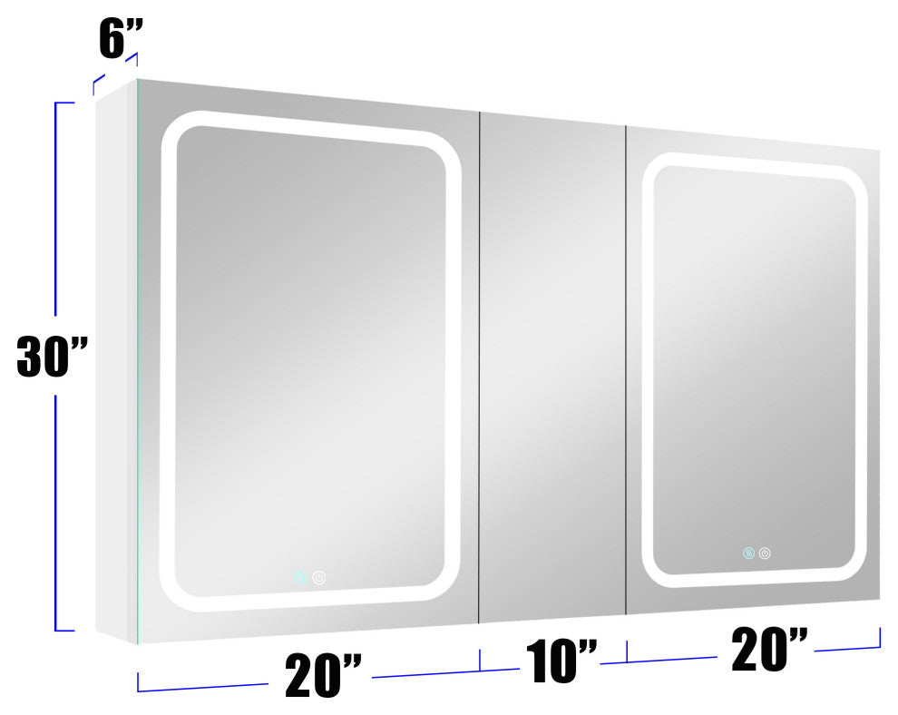 50 in.W x 30 in. H Aluminum Surface Mounted Medicine Cabinet with Mirrors