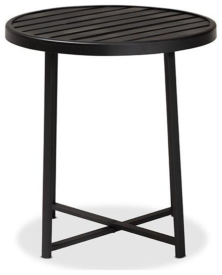 Baxton Studio Sadiya Modern Industrial Black Finished Metal Outdoor Side Table