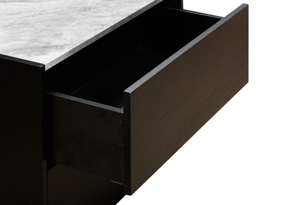 Liguria Night Stand 2 Drawers, Black