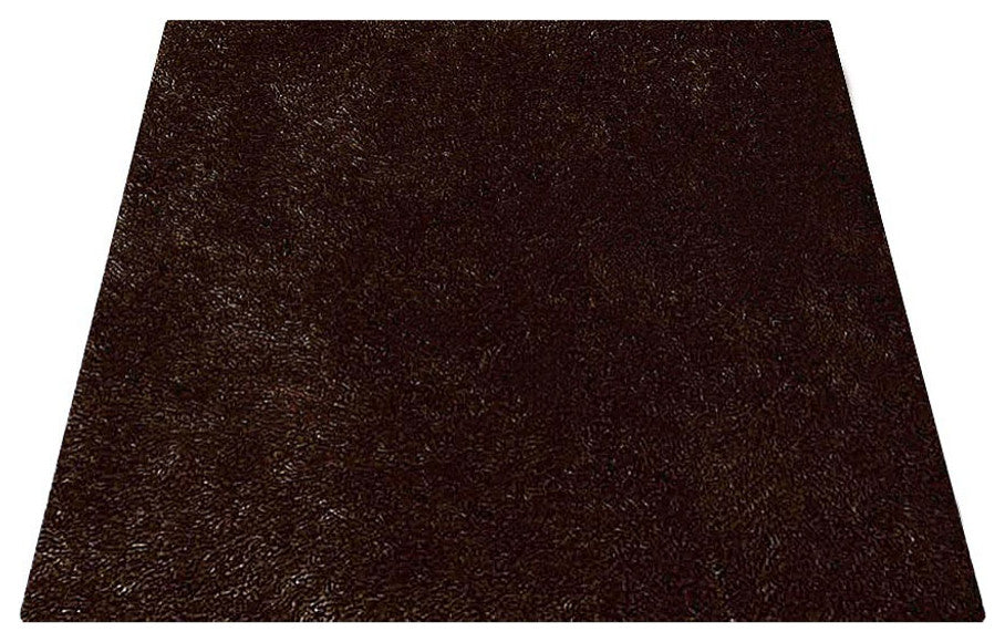 HAND TUFTED SHAG POLYESTER ECO-FRIENDLY AREA RUGS -Brown Color, Solid Design