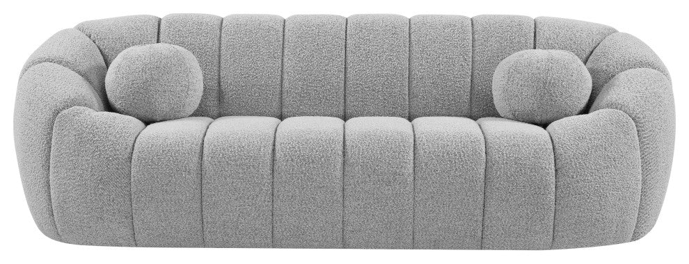 Elijah Boucle Fabric Upholstered Sofa, Grey