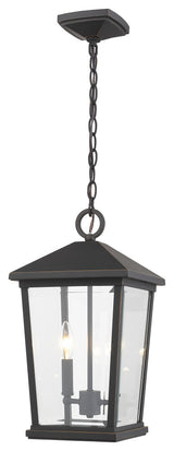 Zlite 568CHB-ORB 2-Light Outdoor Chain Mount Ceiling Fixture, Clear Beveled