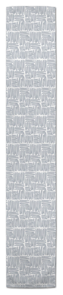 Dusty Blue Crosshatch 16x90 Cotton Twill Runner