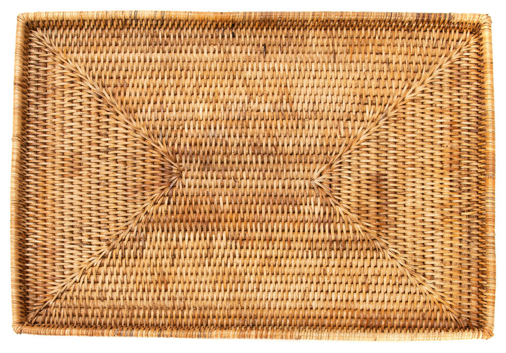 Artifacts Rattan Rectangular Flat Tray, Honey Brown