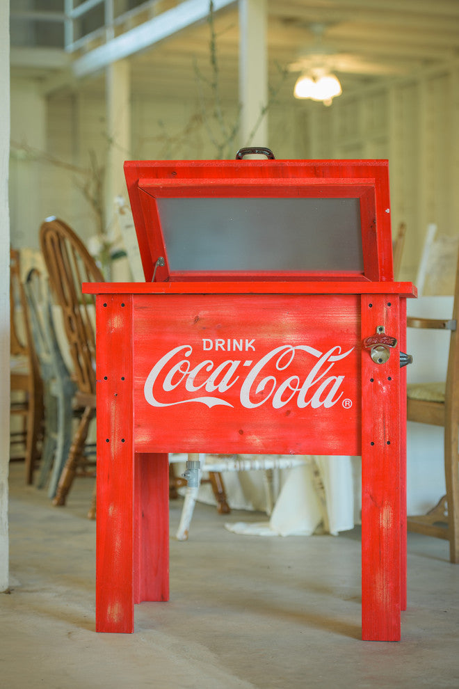 Coke Cooler 54Qt Wood Vintg Red