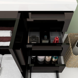 Carla 72" Freestanding Bathroom Vanity With Double Sink, Gloss Black