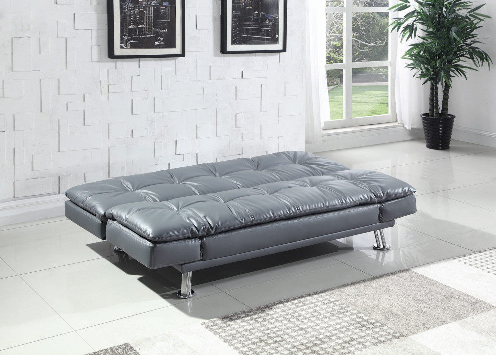 Upholstered Sofa Bed with Adjustable Armrests, Gray
