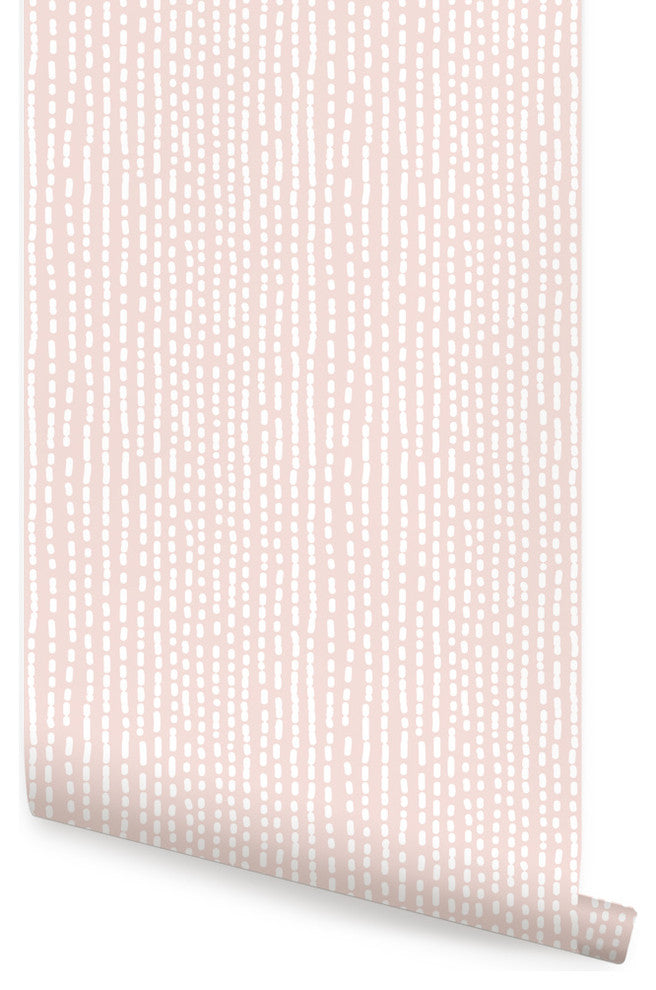 Line Art Peel and Stick Vinyl Wallpaper, Pale Pink, 24"w X 60"h