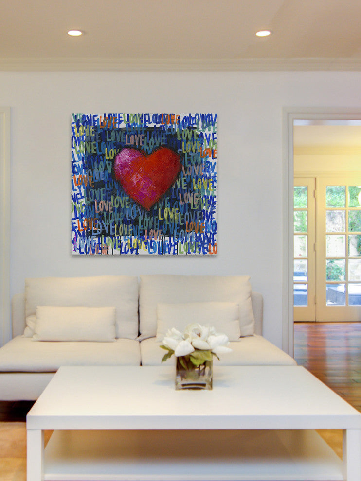 "Blue Love" Painting Print on Wrapped Canvas, 48x48