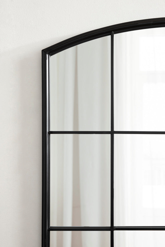 Forsyth Windowpane Arch Mirror, Black 24x36