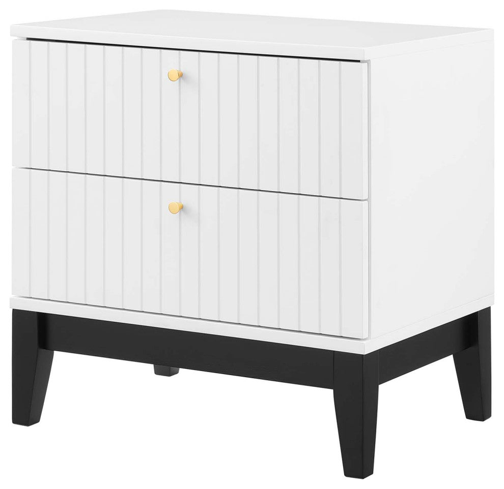 Nightstand Side End Table, White, Wood, Modern, Mid Century Living Guest Suite
