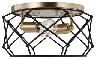 Zarra Two Light Flush Mount, Satin Brass