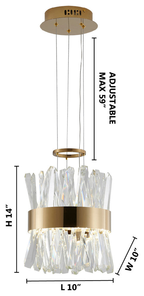Bethel International LX61P10G 1-Light LED Pendant, Gold