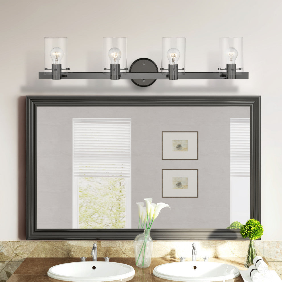 Munich 4 Light Black Chrome Vanity Sconce